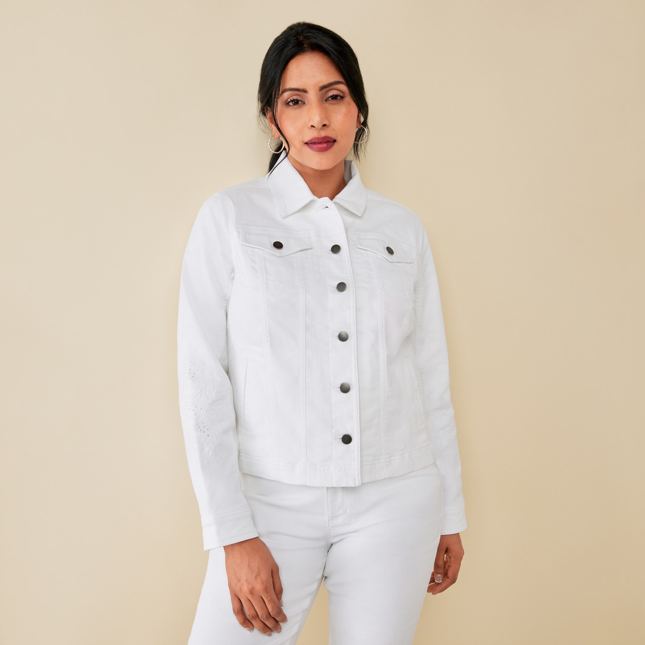 Women's Microsand Jacket with Frayed Hem