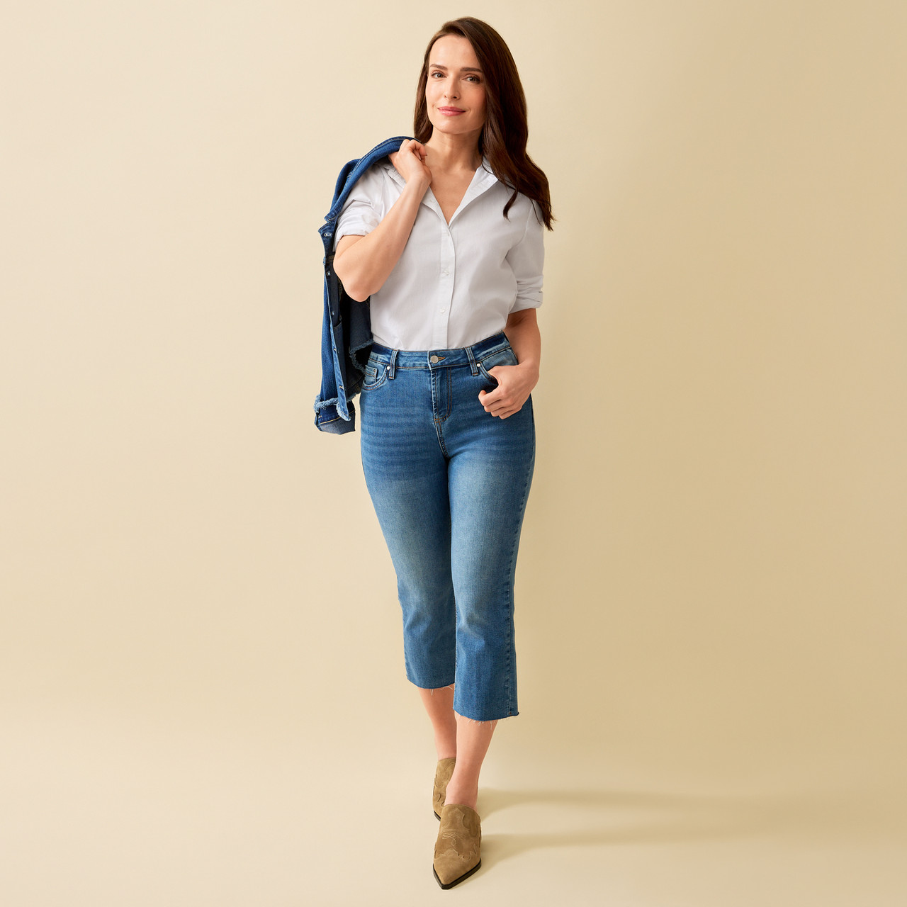 Frayed Hem Denim Pant - Medium Blue – Trends & Traditions Boutique