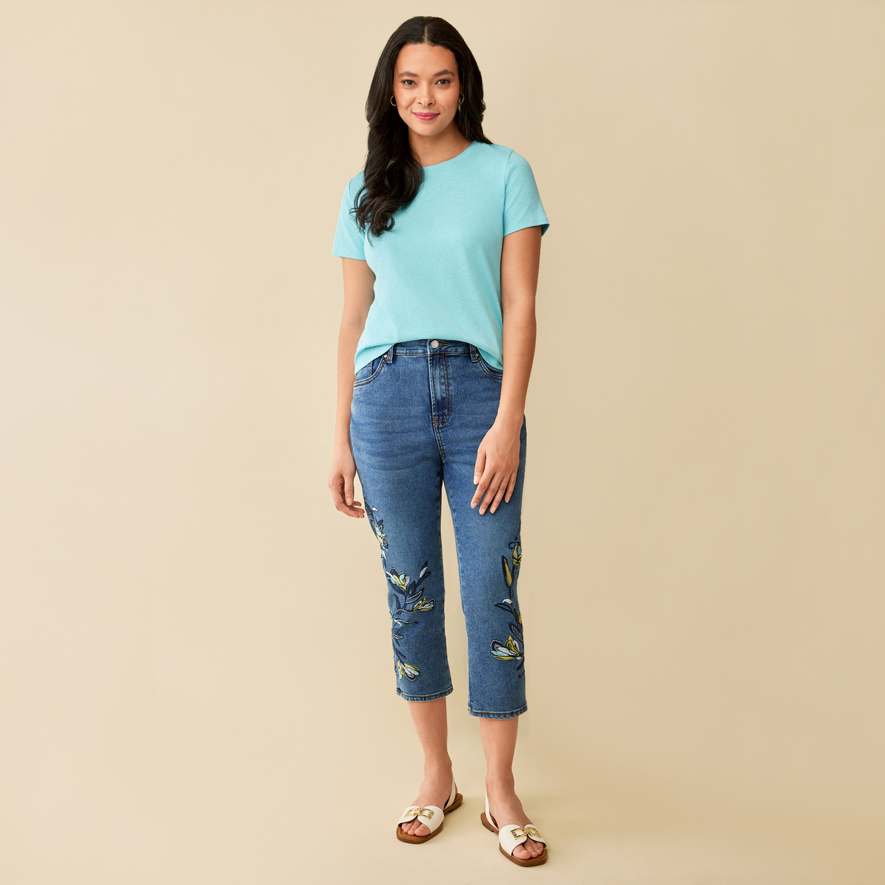 Women's Embroidered Crop Jean