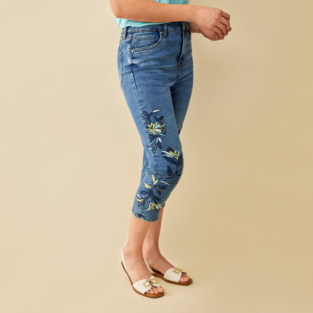 Embroidered Crop Jean