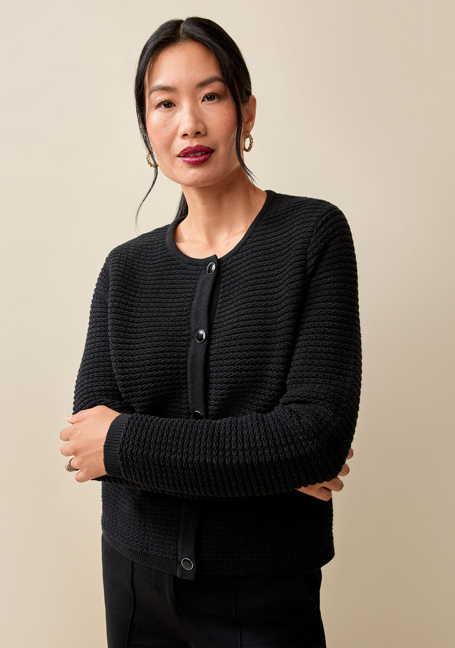 Crochet Knit Cotton Cardigan Half Body Buttoned