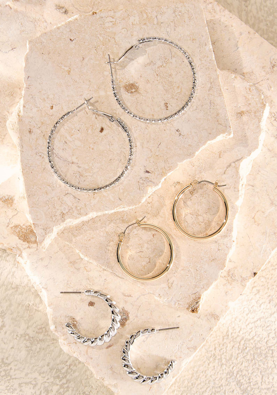 3 Pair Hoop Earrings