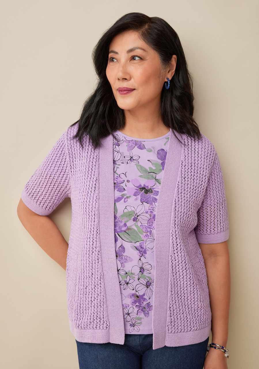 Women's Petite Pointelle Open Cardigan Northern Reflections