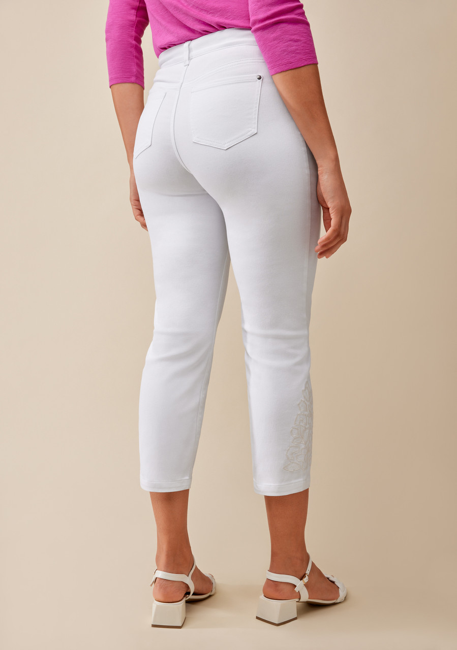 Essential Slim White Crop Pant - Back View Essential Slim White Crop Pant - Back View