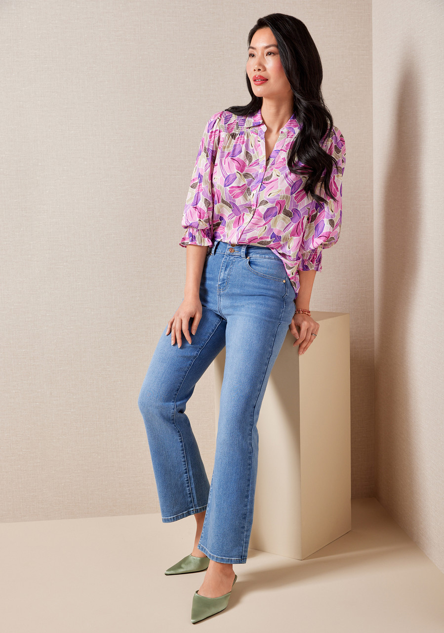 Floral Button Up Blouse - Full Body