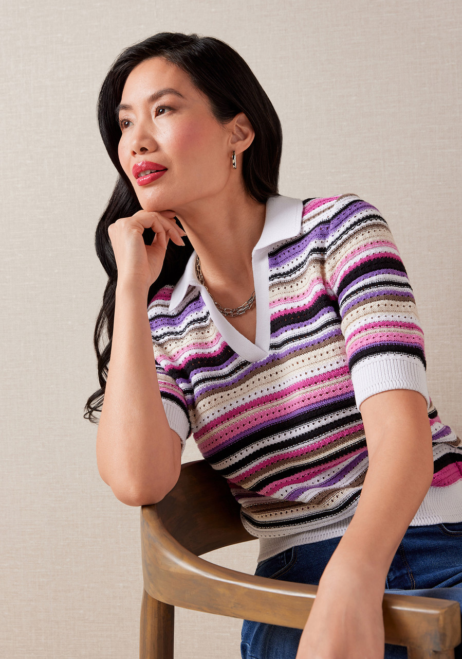Organic Cotton Striped Top - Close Up 