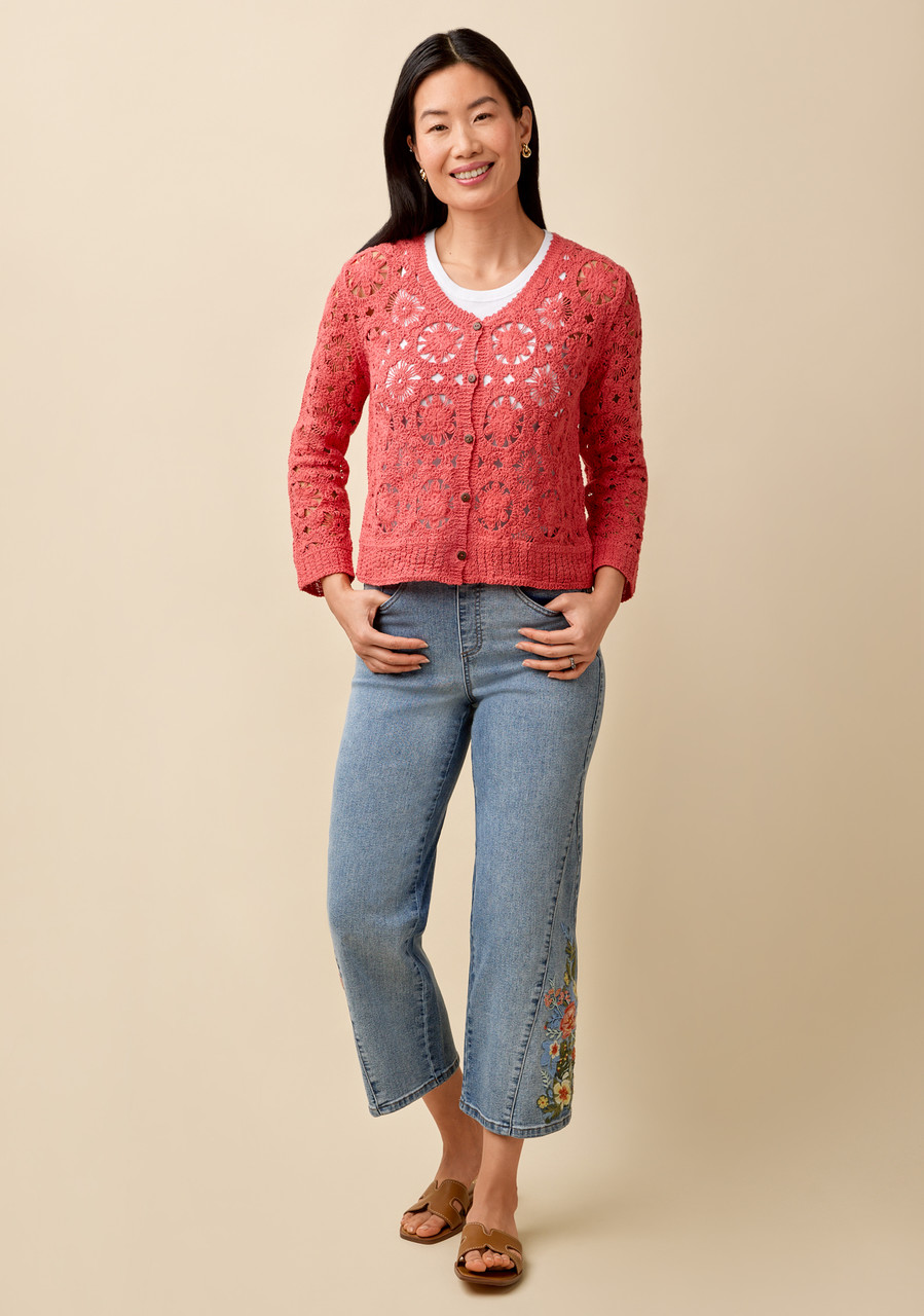 Button Up Crochet Cardigan - Full Body