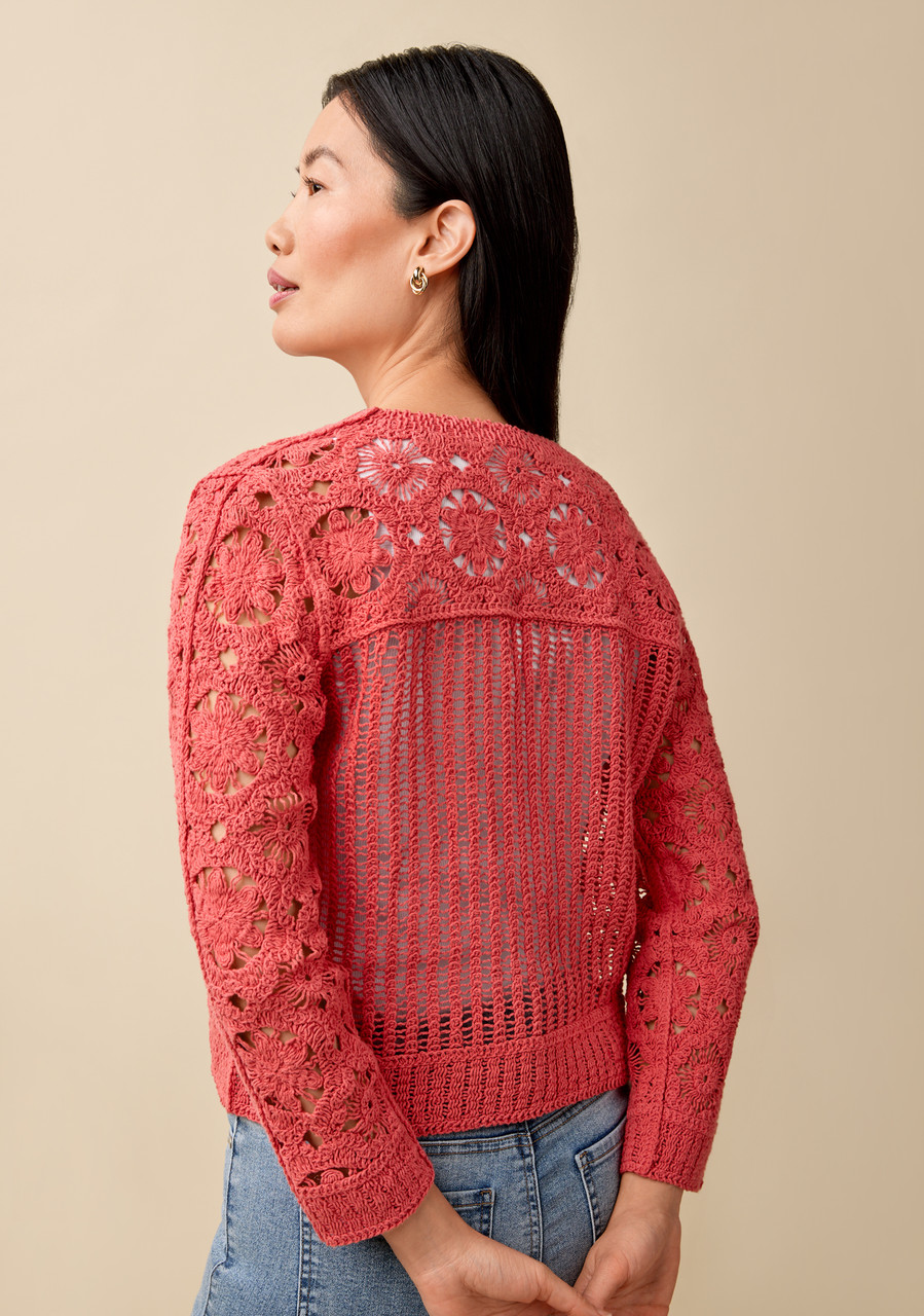 Button Up Crochet Cardigan - Back View