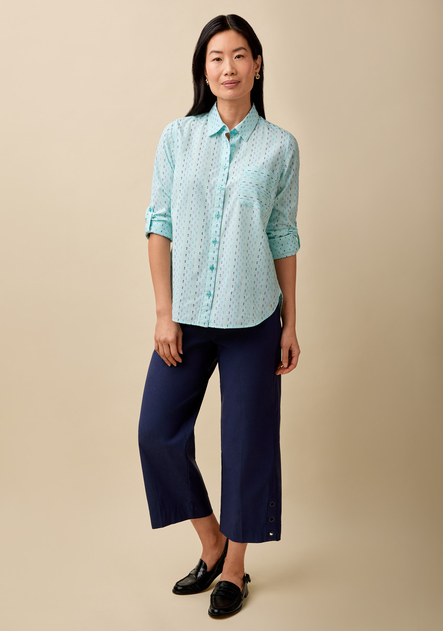 Multicolour Stitch Roll Tab Shirt - Full Body 