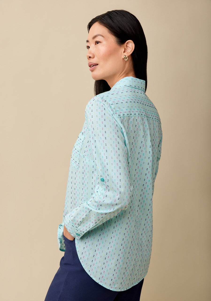 Multicolour Stitch Roll Tab Shirt - Back View 