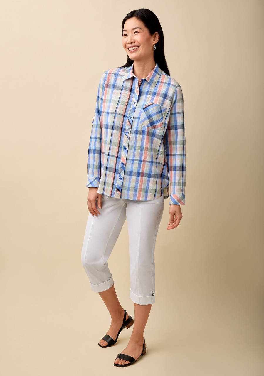 Plaid Roll Tab Shirt - Full Body