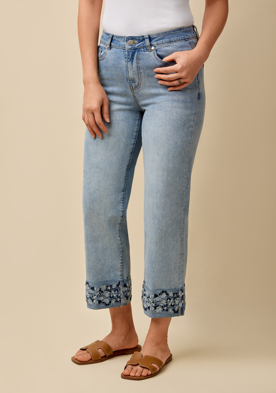 Raw Hem Floral Crop - Half Body Bottom