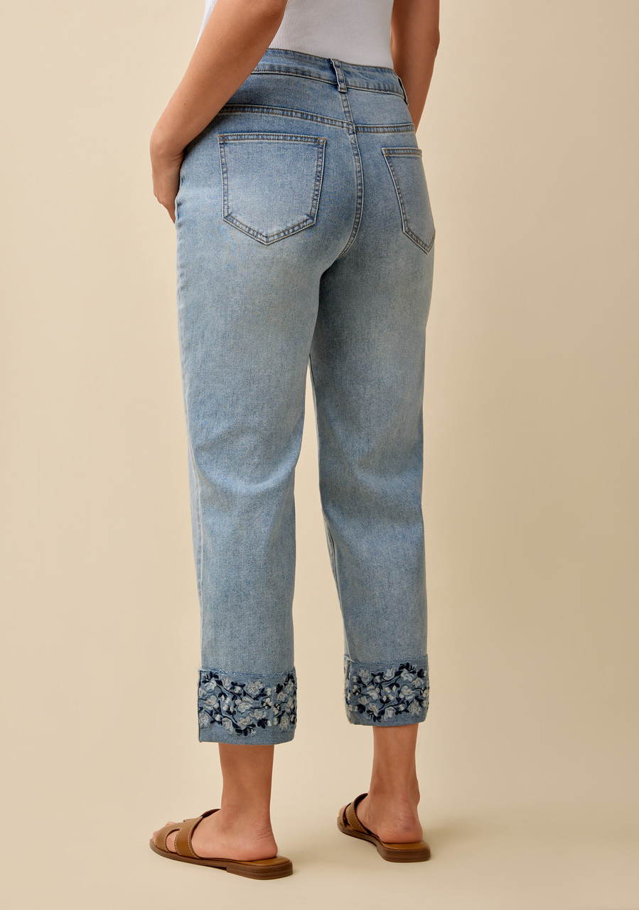 Raw Hem Floral Crop - Back Half Body