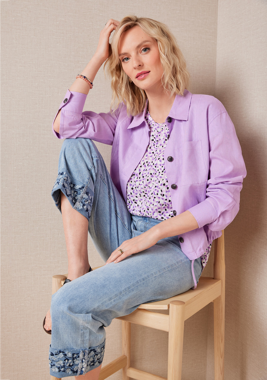 Raw Hem Floral Crop - Full Body