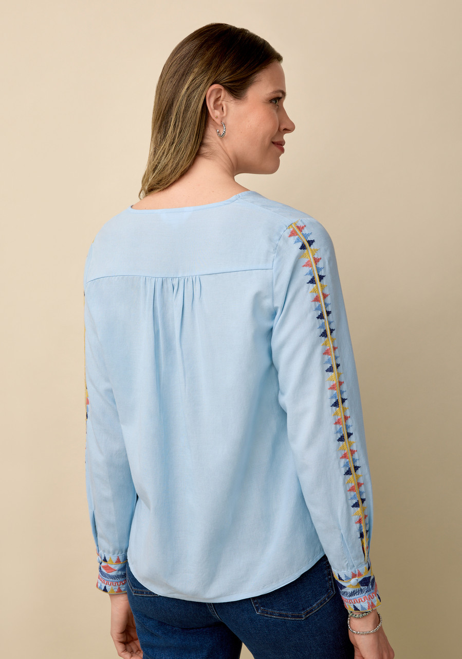 Embroidered Long Sleeve Blouse - Back View