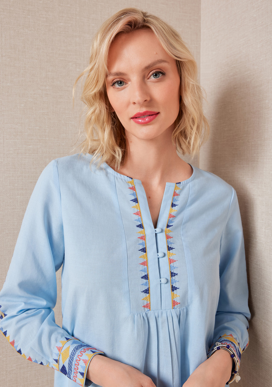 Embroidered Long Sleeve Blouse