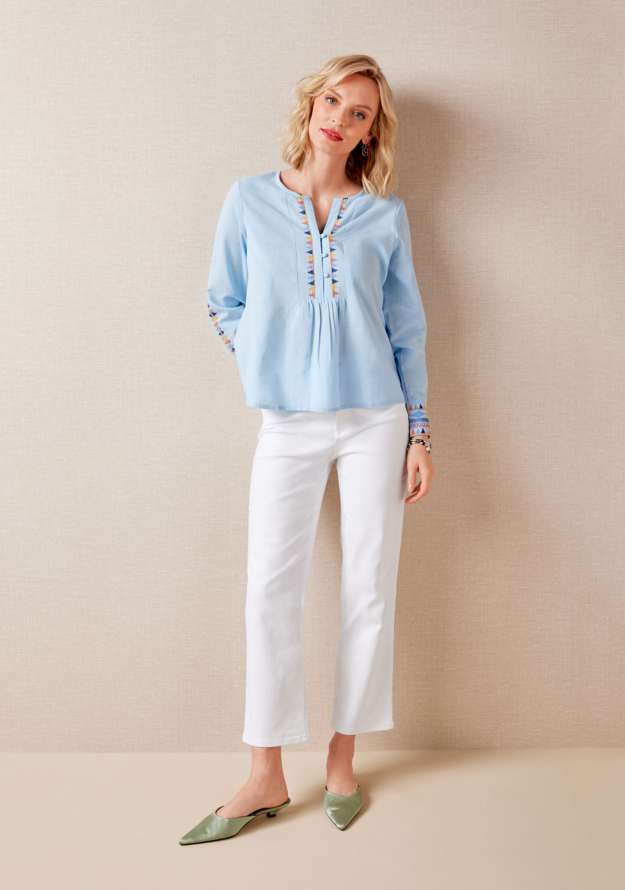 Embroidered Long Sleeve Blouse - Full Body