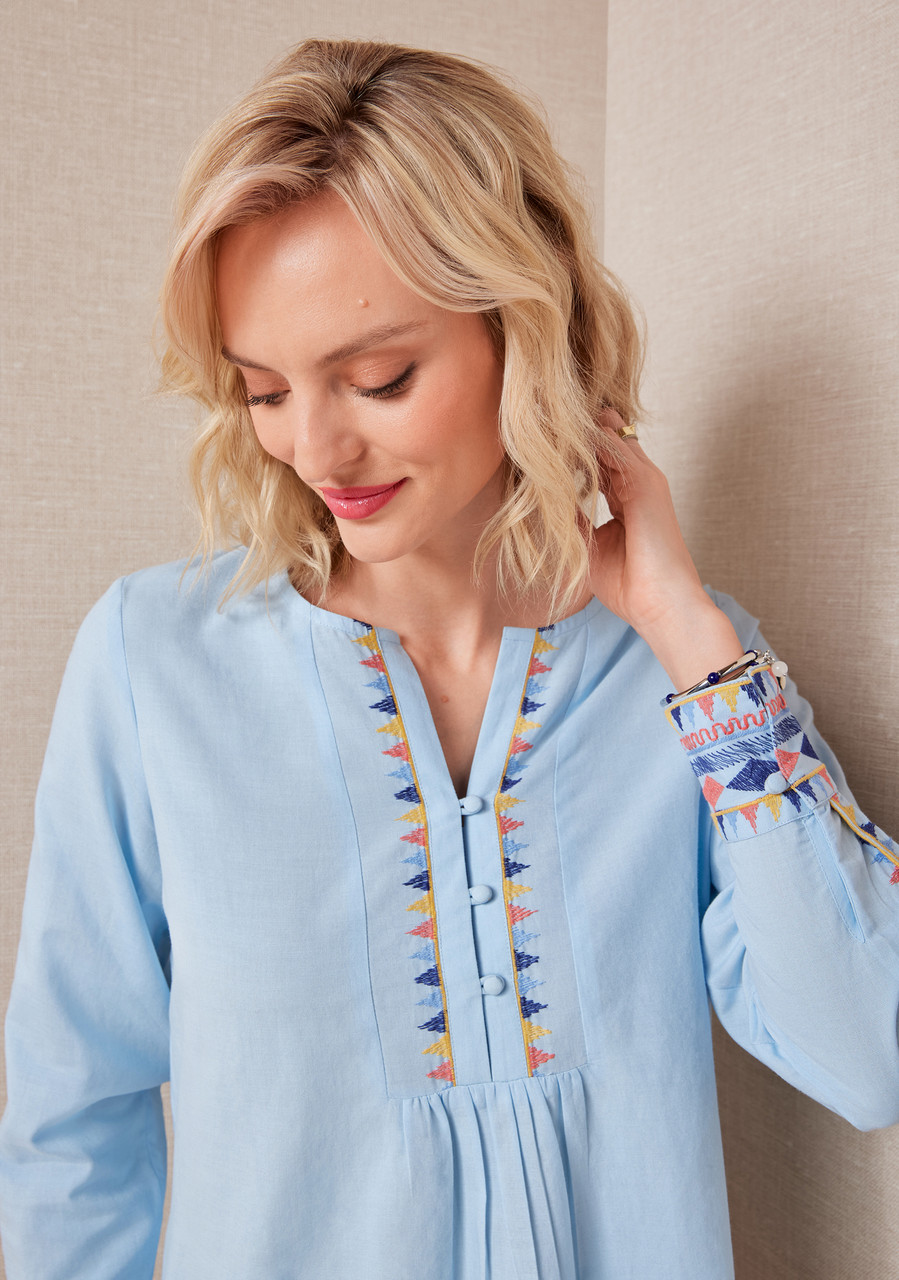 Embroidered Long Sleeve Blouse - Detail Shot