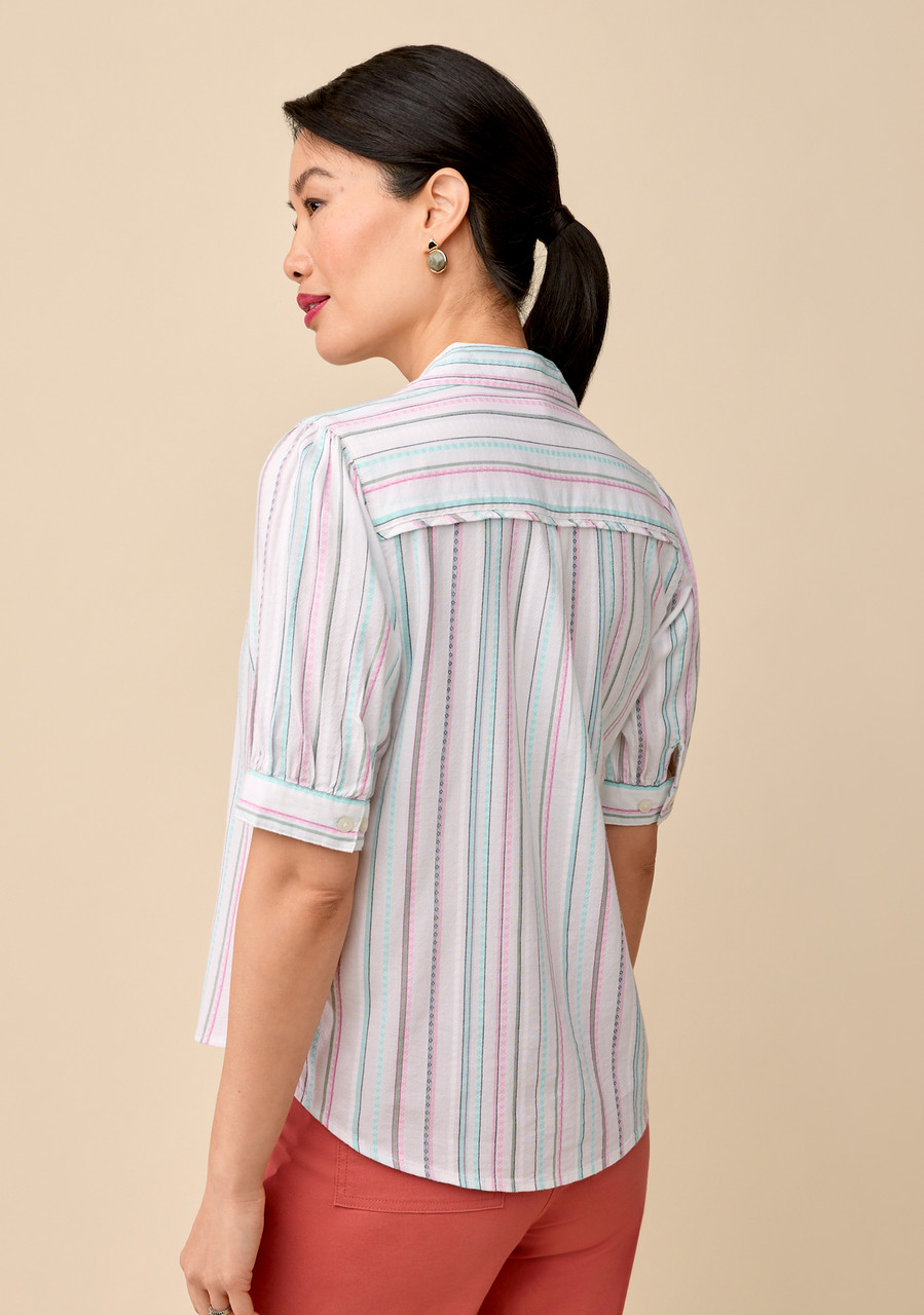 Short Sleeve Striped Shirt  - Back View