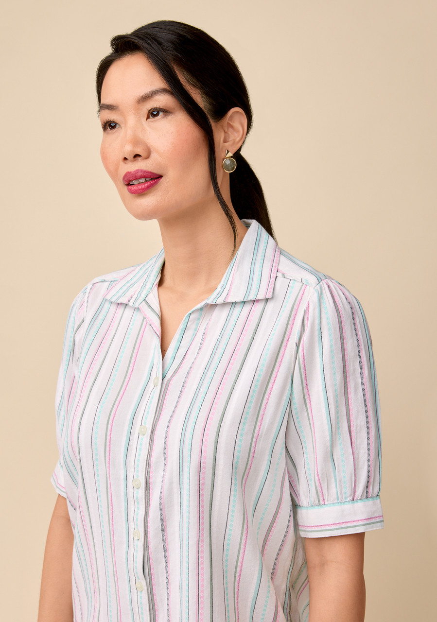 Short Sleeve Striped Shirt  - Half Body