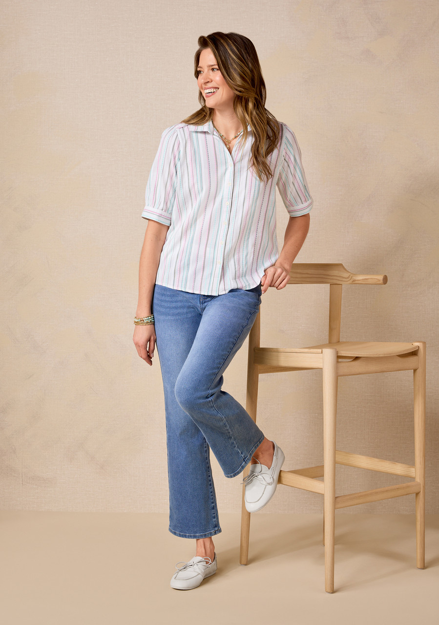 Short Sleeve Striped Shirt - Full Body