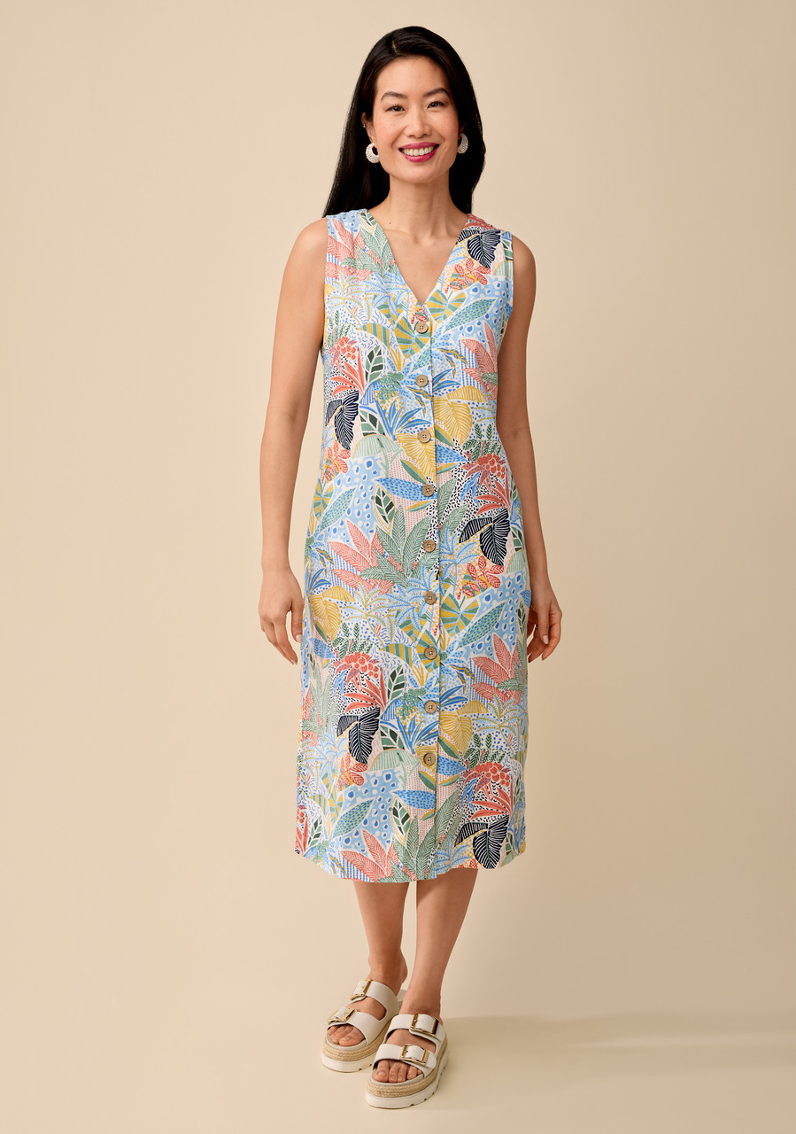 Tropical Print Button Up Dress Northern Reflections