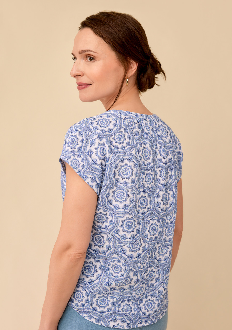 Drop Shoulder Mosaic Print Blouse Back View Drop Shoulder Mosaic Print Blouse Back View