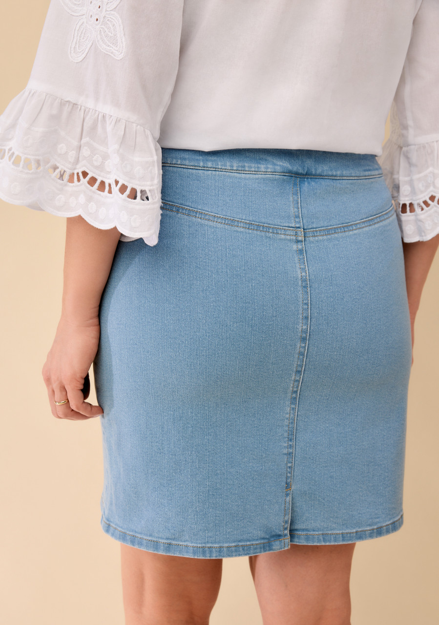 Light Wash Denim Skort - HalfBottom_Back