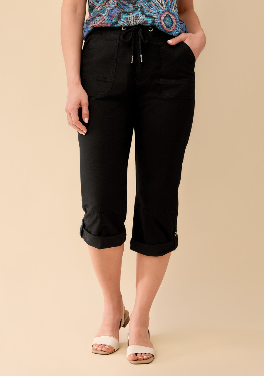 Roll Tab Poplin Stretch Capri - HalfBottom (3) Roll Tab Poplin Stretch Capri - HalfBottom (3)