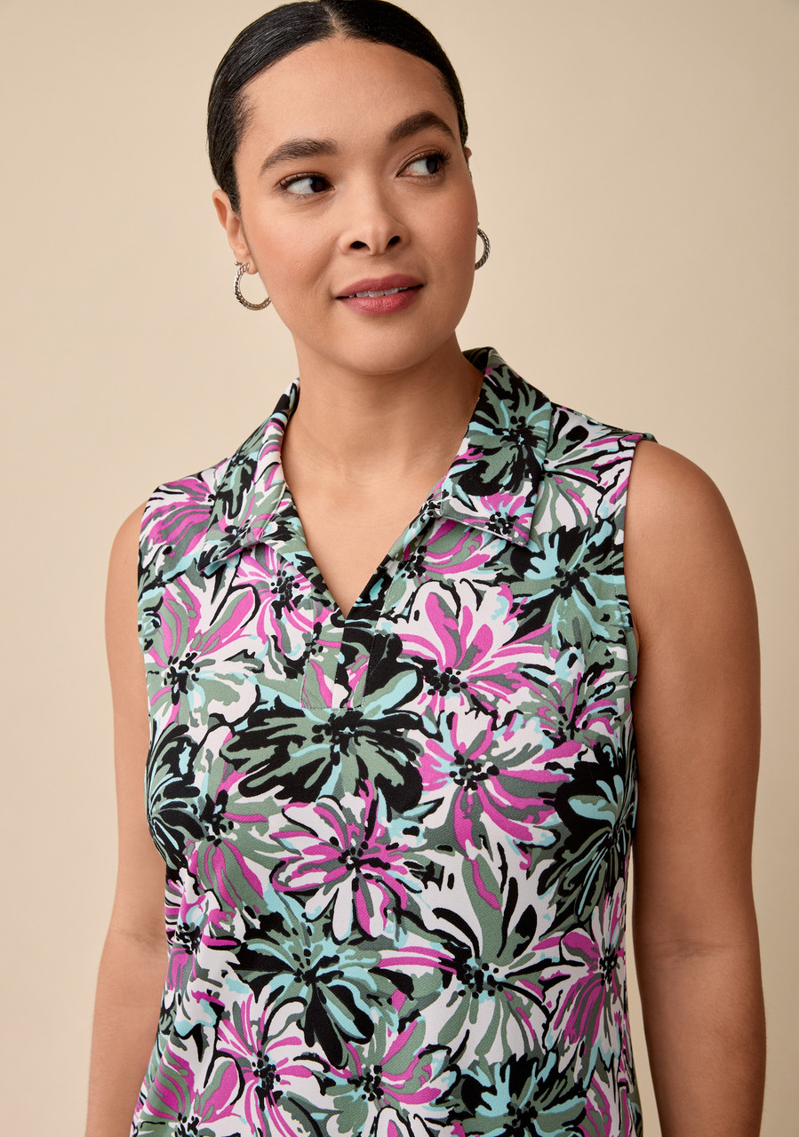 Printed Sleeveless Dress - Half Body 