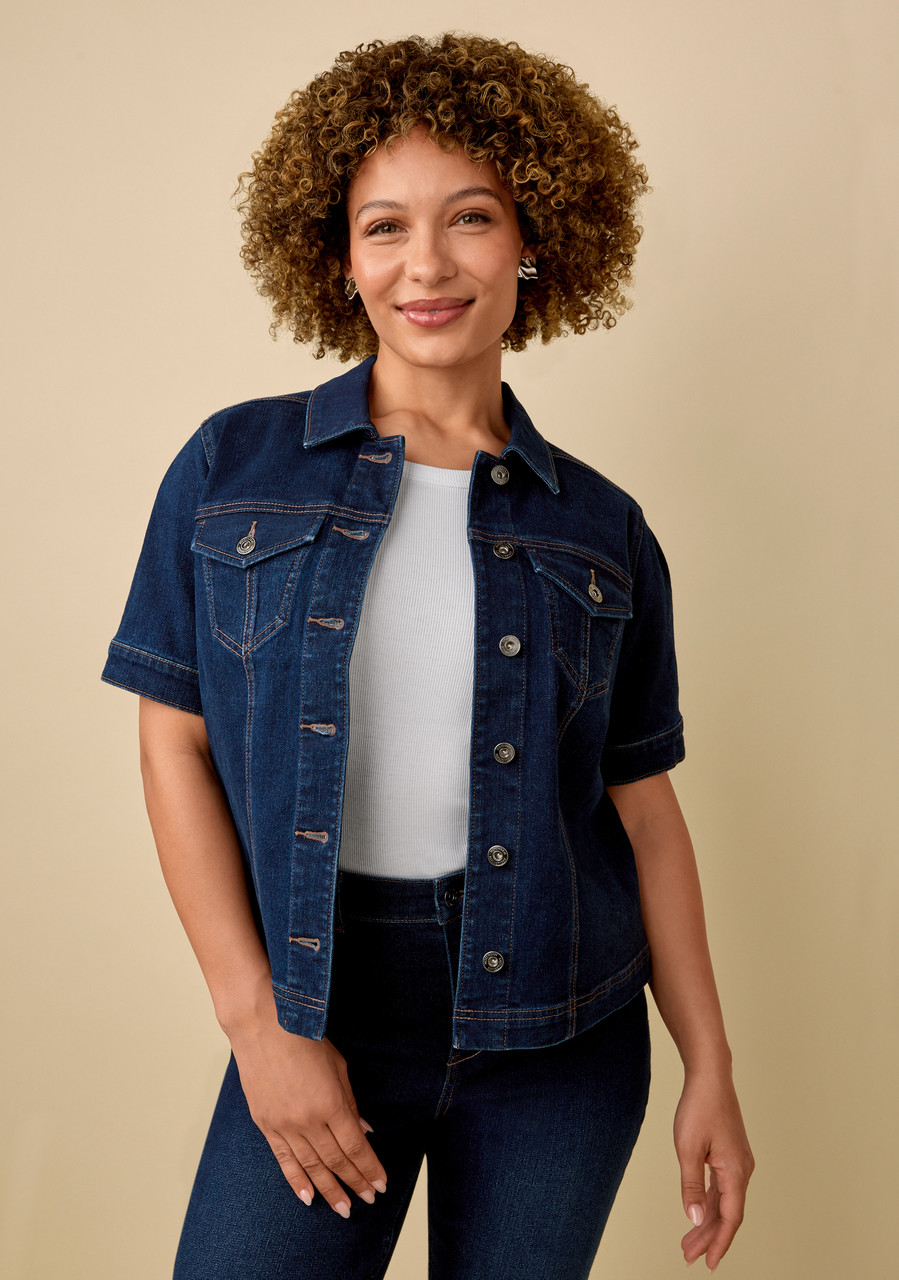 Elbow Sleeve Denim Jacket - Half Body