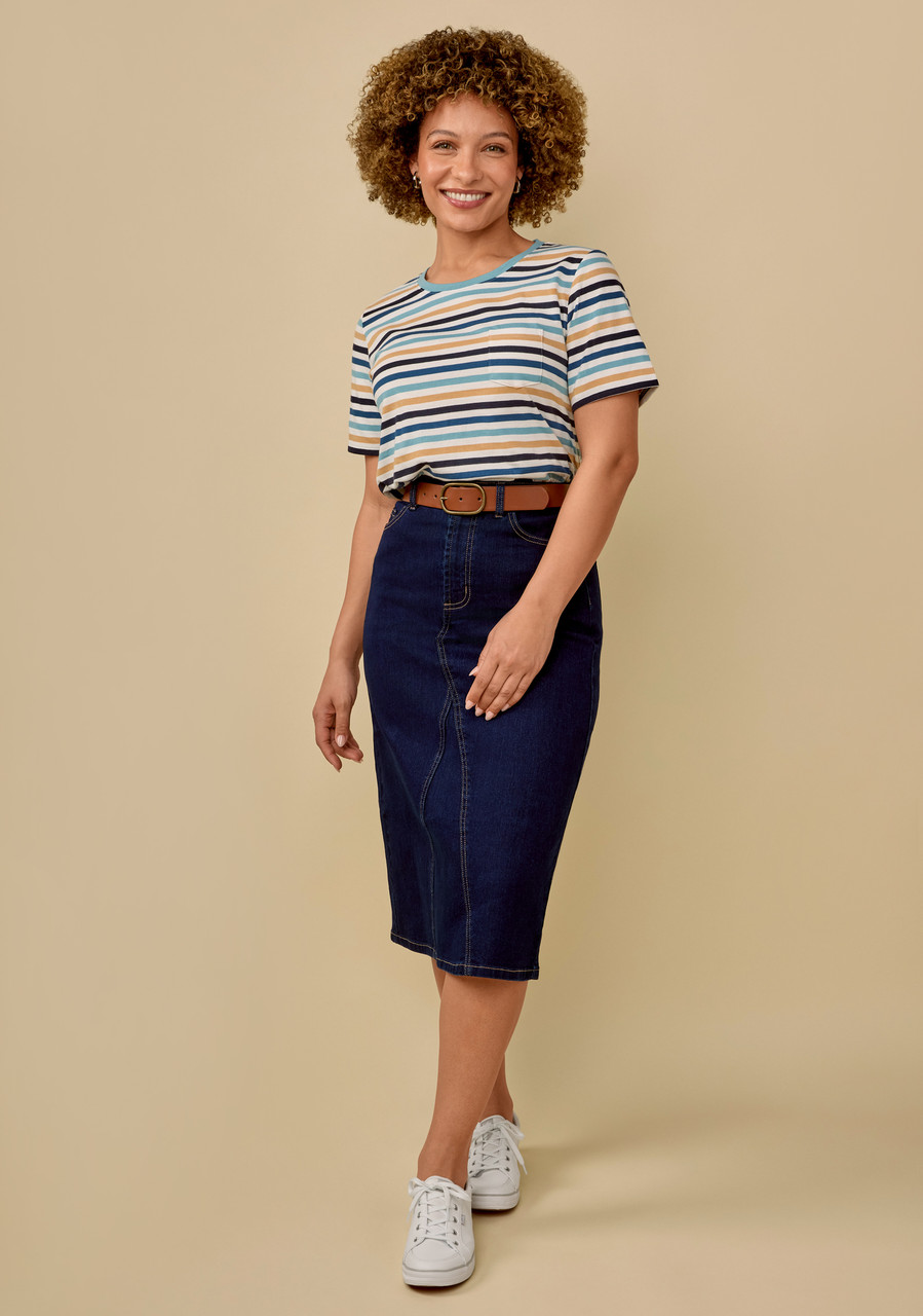 Organic Cotton Stripe Tee with Pocket - Full Body Organic Cotton Stripe Tee with Pocket - Full Body