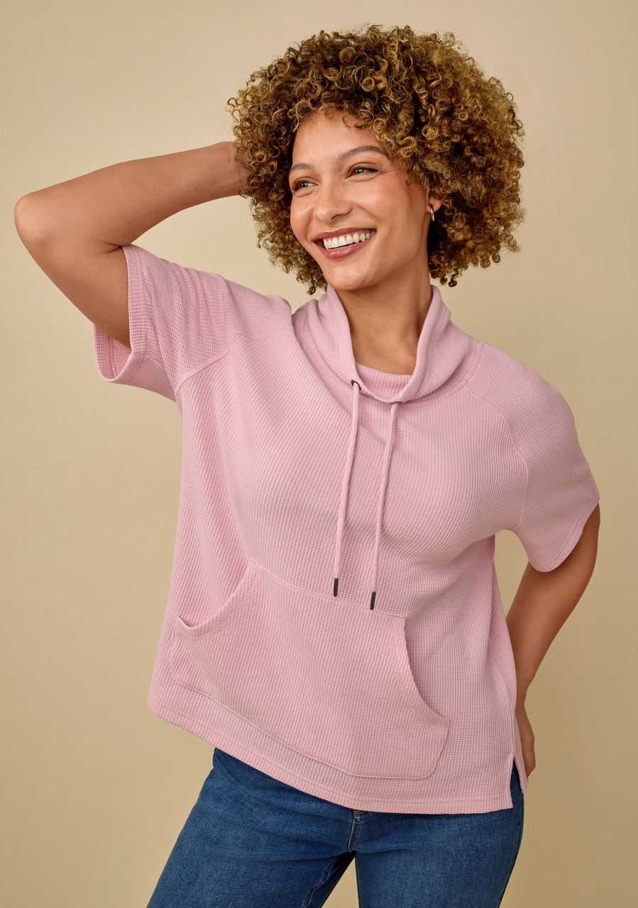 Waffle Knit Funnel Neck Top 