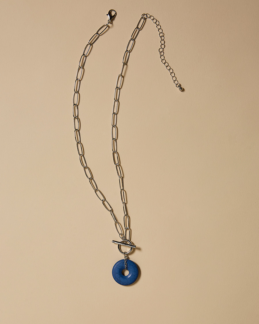 Blue Circle Pendent Necklace
