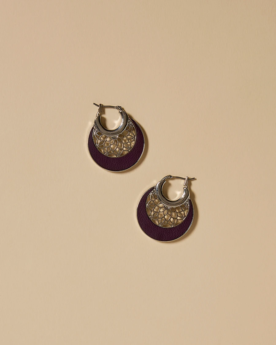 Burgundy Circle Pendent Earrings