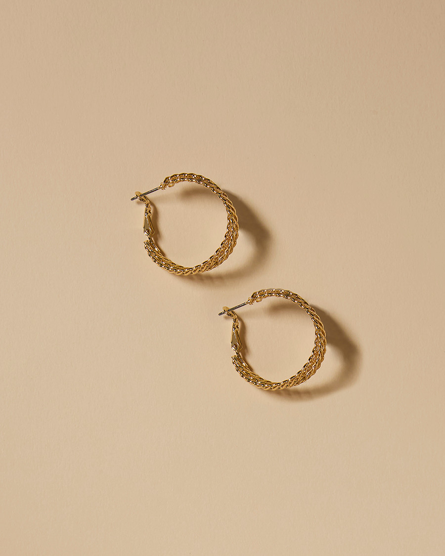 Gold 2 Row Hoop Earrings
