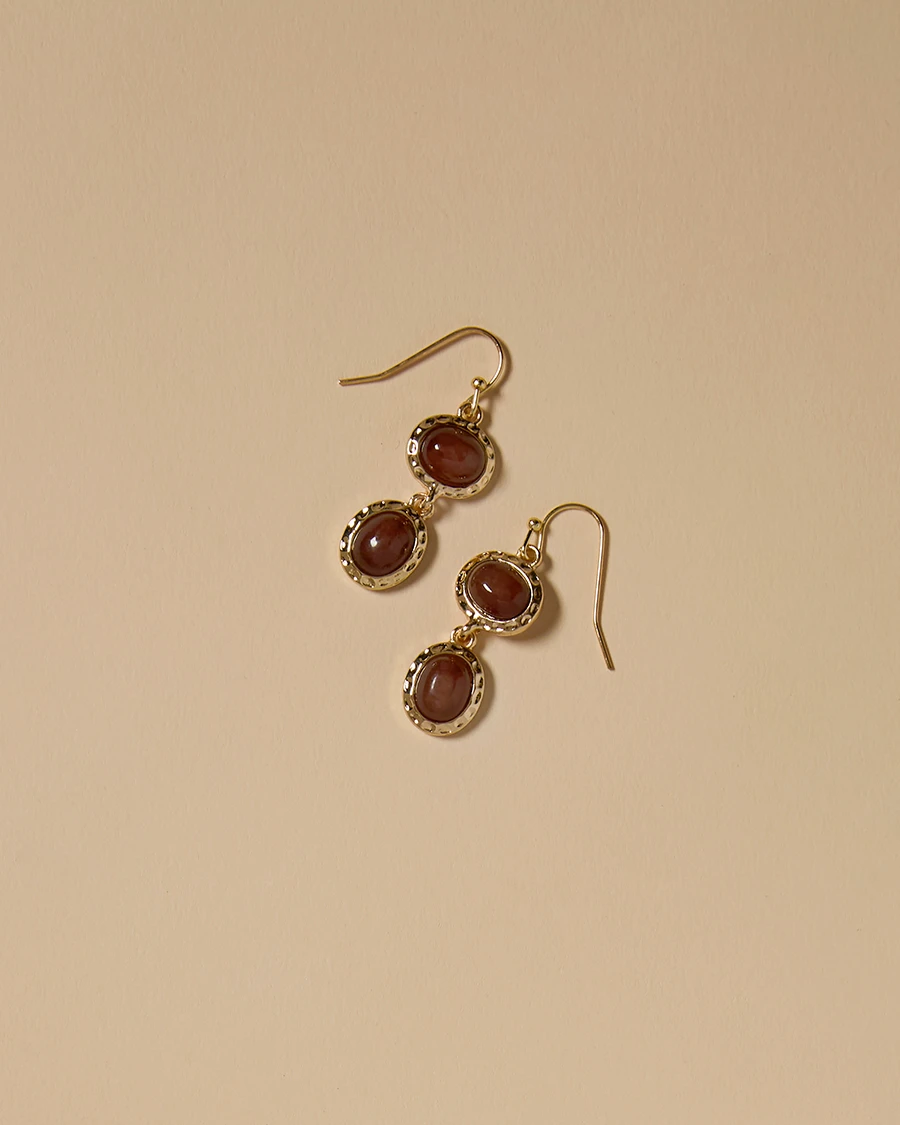 Gold Double Stone Drop Earring