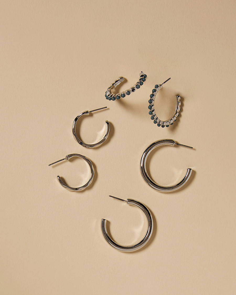 Silver 3 Pair Hoop Earrings