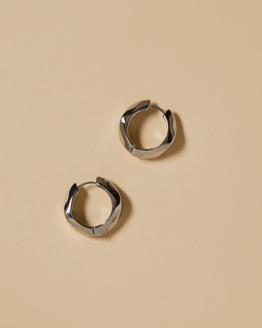 Silver Sculptured Hinged Hoop Earrings