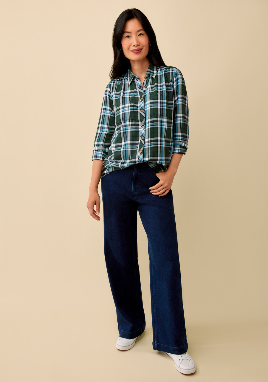 Plaid Button-Up Shirt - Green Full