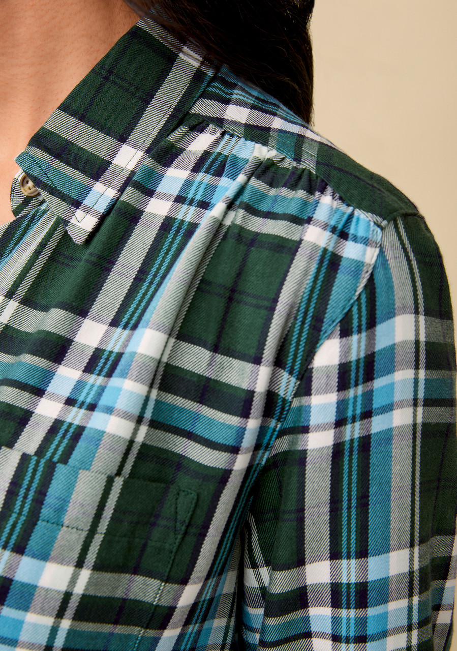 Plaid Button-Up Shirt - Green Detail 2