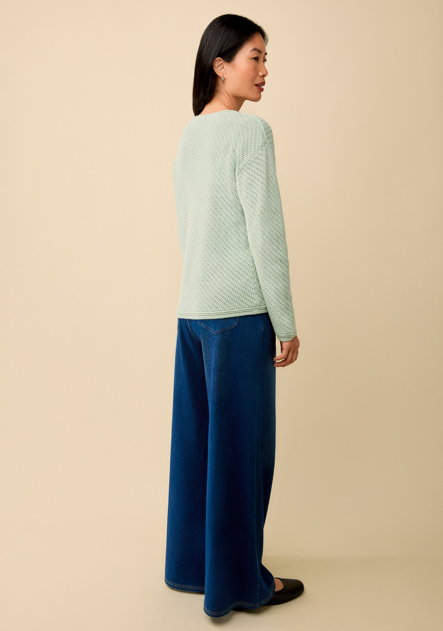 Pointelle Crew Neck Pullover Back