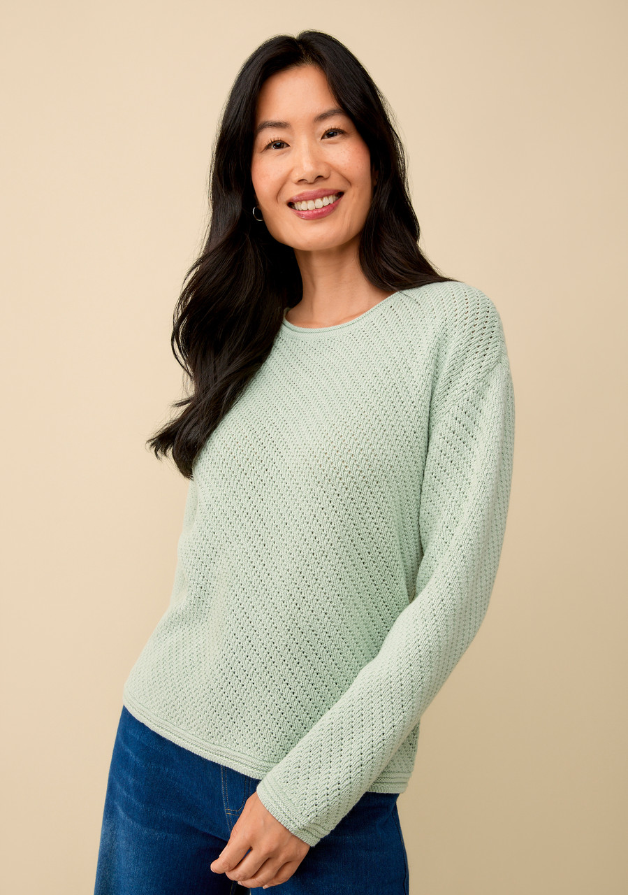 Pointelle Crew Neck Pullover 2