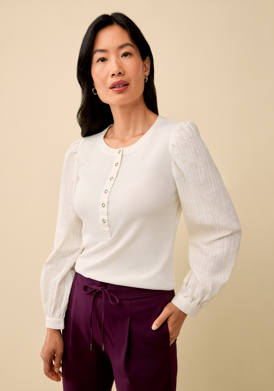 Puff Sleeve Henley Top