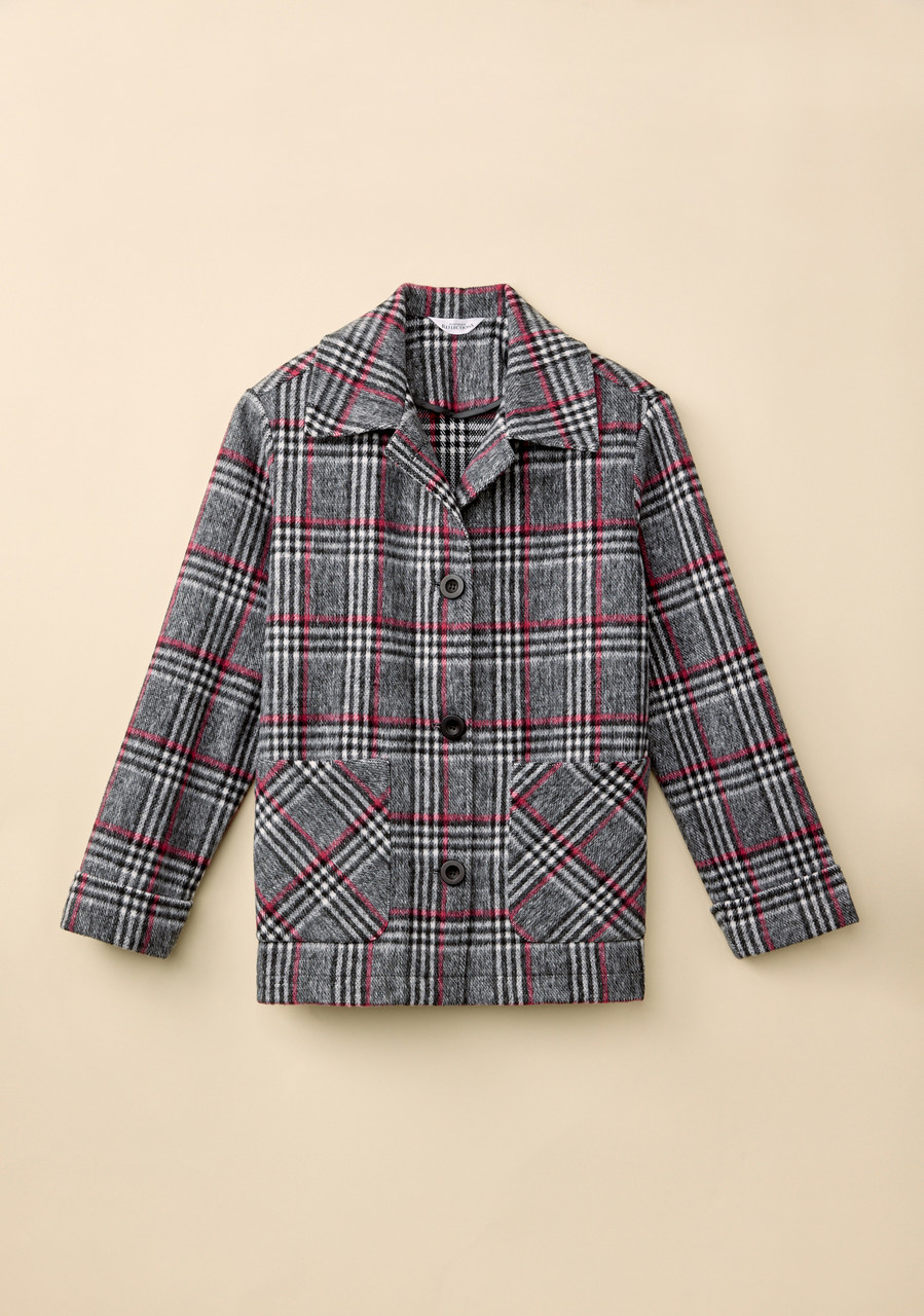 Windowpane Brushed Shacket Off
