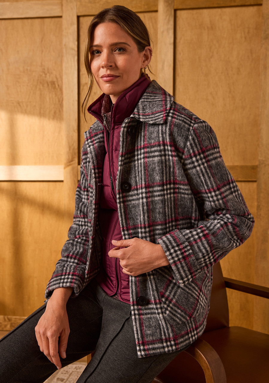 Windowpane Brushed Shacket Side