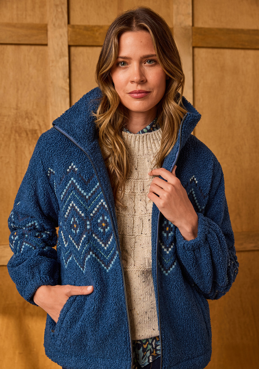 Embroidered Sherpa Zip Jacket | Northern Reflections
