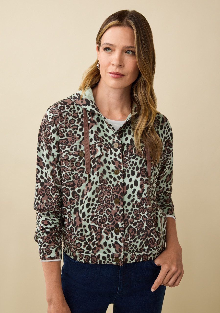 French Terry Leopard Print Jacket Northern Reflections