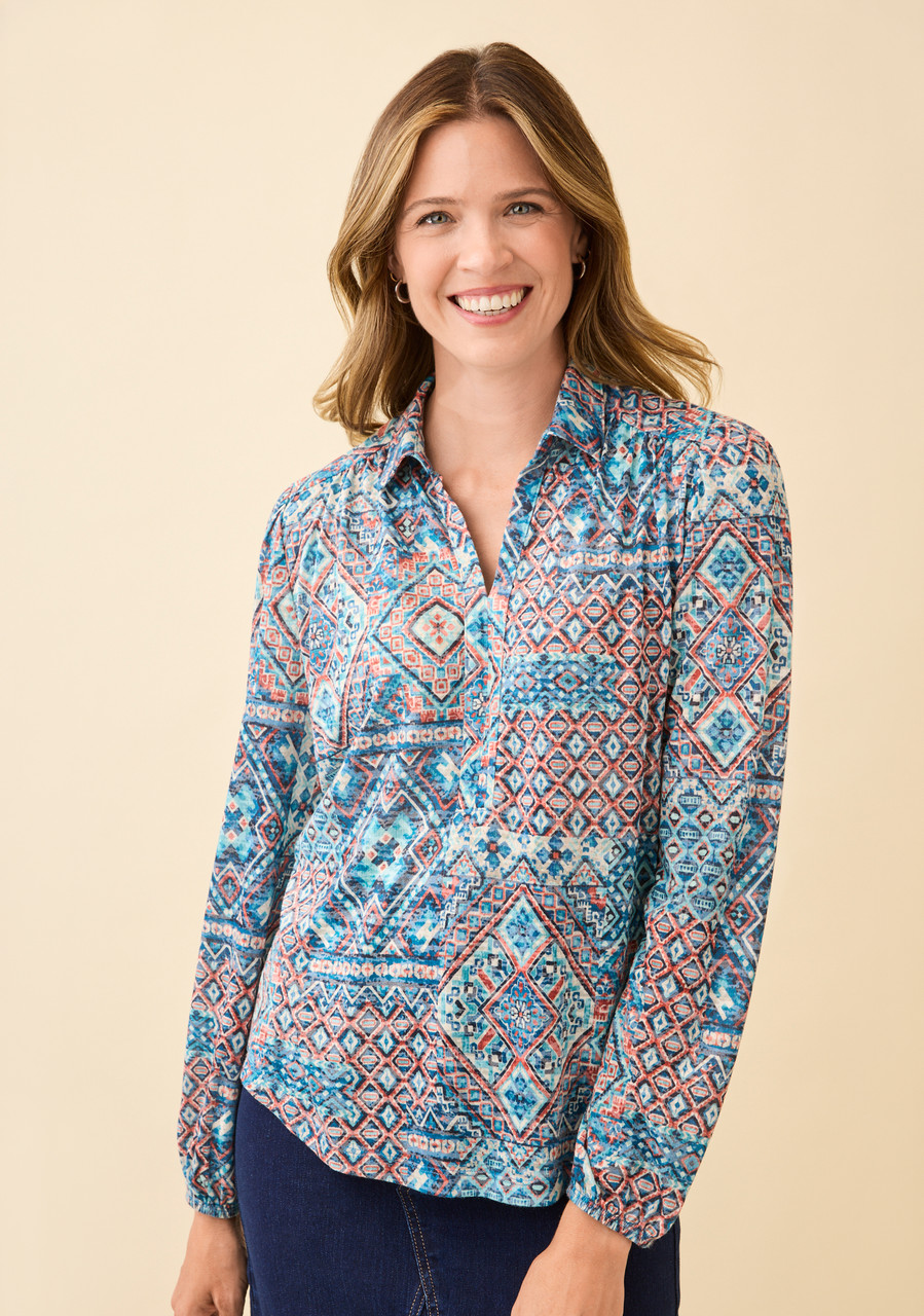 Patchwork Dreams Burnout Pullover Front