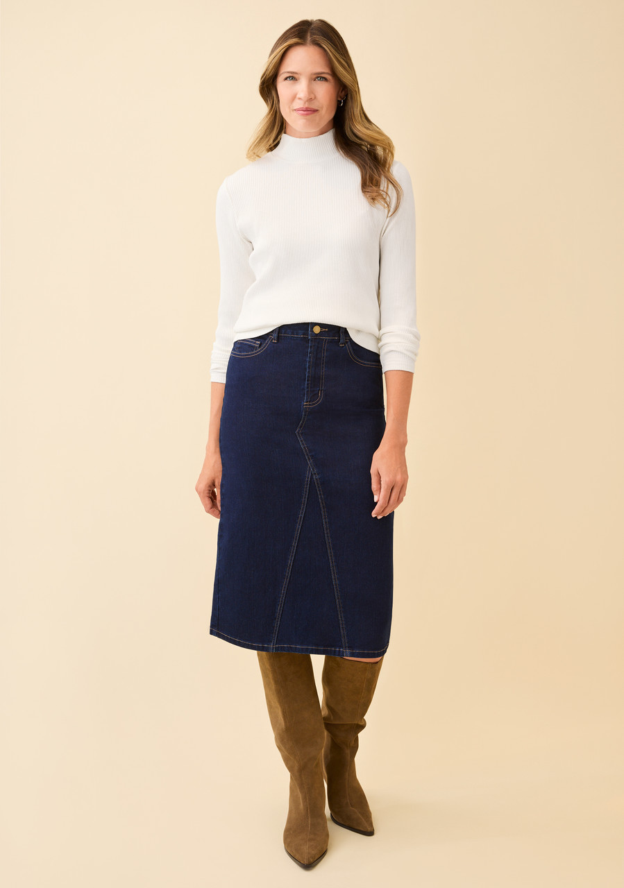 Ribbed Mock Neck Top Full Body